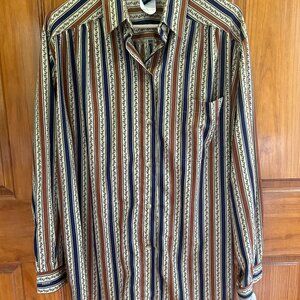 vintage JANTZEN Classics USA women's button-up striped shirt blouse size L NOS
